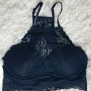 PINK high neck lace bralette